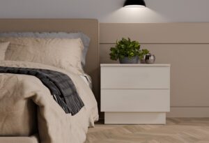 Szafka Nocna AMBER 2S Stolik Nocny 2 Szuflady Do Sypialni KASZMIR Beż - obrazek 2