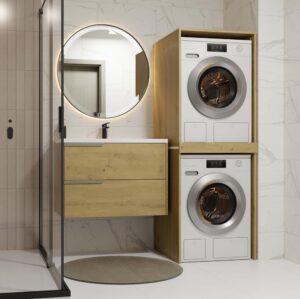 Szafka Łazienkowa na Pralkę i Suszarkę POLA TWIN Regał Słupek DĄB ARTISAN - obrazek 5