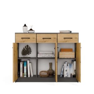 Komoda SIMPLO 3D3S Szafka 3 Szuflady 3 Drzwi ANTRACYT DĄB ARTISAN - obrazek 7