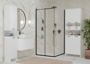 Szafka Łazienkowa Wisząca NINA W2D2P2S BIAŁY Regał 2 Drzwi 8 Półek 2 Szuflady - obrazek 6