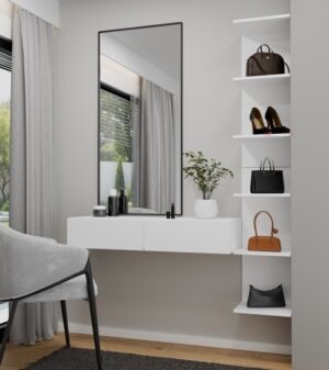 Toaletka Kosmetyczna Wisząca MIKA 110 cm 2 Szuflady Do Sypialni BIAŁA - obrazek 2