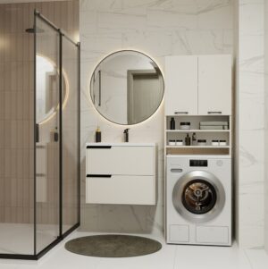 Szafka Łazienkowa na Pralkę POLA DK KASZMIR BEŻ Regał Słupek 180X64X30 - obrazek 4