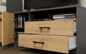 Szafka RTV SIMPLO 1D2S Stolik TV 2 Szuflady 1 Drzwi ANTRACYT DĄB ARTISAN - obrazek 4