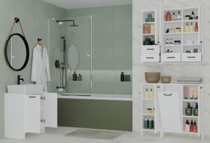 Szafka Łazienkowa Wisząca NINA W2D2P2S BIAŁY Regał 2 Drzwi 8 Półek 2 Szuflady - obrazek 5