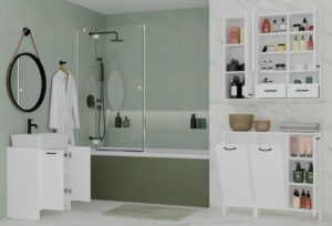 Szafka Łazienkowa Wisząca Regał NINA W1D BIAŁY Słupek 1 Drzwi 3 Półki - obrazek 3