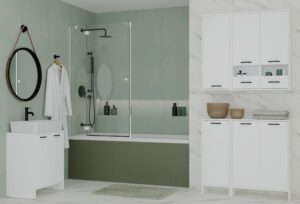 Szafka Łazienkowa NINA 1K BIAŁA 1 Kosz Na Pranie Regał Słupek Do Łazienki - obrazek 5