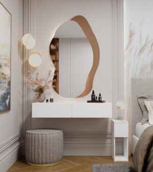 Toaletka Kosmetyczna Wisząca MIKA 110 cm 2 Szuflady Do Sypialni BIAŁA - obrazek 4