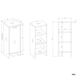 Szafka Łazienkowa NINA 1D BIAŁA 1 Drzwi Regał Słupek 3 Półki Do Łazienki - obrazek 7