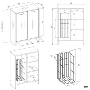 Szafka Łazienkowa NINA 1K1D BIAŁA Regał Słupek 1 Kosz Na Pranie 3 Półki Do Łazienki - obrazek 7