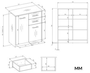 Komoda SIMPLO 2D2S Szafka 2 Szuflady 2 Drzwi Do Salonu ANTRACYT DĄB ARTISAN - obrazek 5
