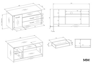 Szafka RTV SIMPLO 1D2S Stolik TV 2 Szuflady 1 Drzwi ANTRACYT DĄB ARTISAN - obrazek 6