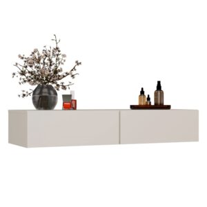 Toaletka Kosmetyczna Wisząca MIKA 110 Cm 2 Szuflady Do Sypialni KASZMIR Beż - obrazek 1