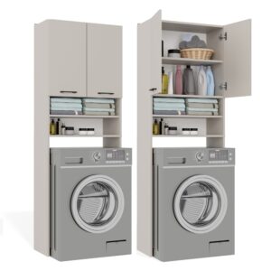 Szafka Łazienkowa na Pralkę POLA DK KASZMIR BEŻ Regał Słupek 180X64X30 - obrazek 1