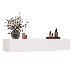 Toaletka Kosmetyczna Wisząca MIKA 110 cm 2 Szuflady Do Sypialni BIAŁA - obrazek 1