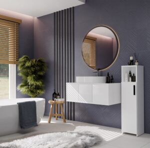 Słupek Łazienkowy ALVO 1D BIAŁY 4 Półki 1 Drzwi Szafka Do Łazienki - obrazek 6