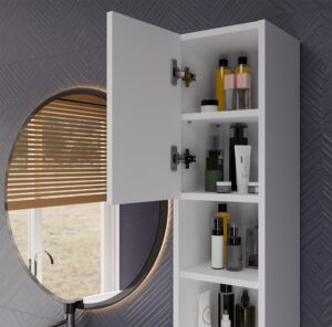 Słupek Łazienkowy ALVO 2D BIAŁY 8 Półek 2 Drzwi Szafka Do Łazienki - obrazek 5