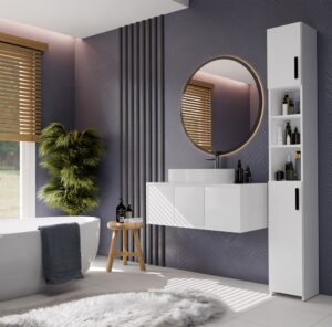 Słupek Łazienkowy ALVO 2D BIAŁY 8 Półek 2 Drzwi Szafka Do Łazienki - obrazek 2