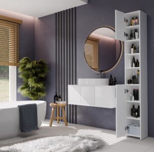 Słupek Łazienkowy ALVO 2D BIAŁY 8 Półek 2 Drzwi Szafka Do Łazienki - obrazek 3