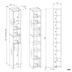 Słupek Łazienkowy ALVO 2D BIAŁY 8 Półek 2 Drzwi Szafka Do Łazienki - obrazek 7