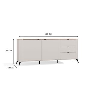 Komoda CORDOBA 2D3S Kaszmir Beż Dąb Castello Szafka 3 Szuflady Cichy Domyk - obrazek 5