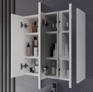 Szafka Łazienkowa POLA 3L Wisząca Z 3 Lustrami Nad Umywalkę 3 Drzwi BIAŁA - obrazek 4