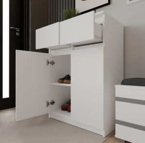 Komoda Malwa 2DD2S Szafka 2 Drzwi 2 Szuflady Do Salonu BIAŁY - obrazek 2