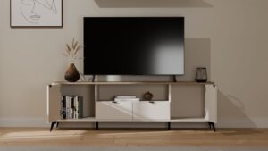 Szafka RTV CORDOBA 2S2S Kaszmir Beż Dąb Castello Szafka Pod TV 2 Szuflady - obrazek 3