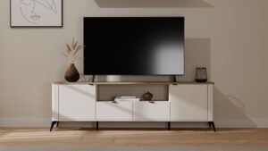 Szafka RTV CORDOBA 2S2S Kaszmir Beż Dąb Castello Szafka Pod TV 2 Szuflady - obrazek 5