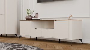 Szafka RTV CORDOBA 2S2S Kaszmir Beż Dąb Castello Szafka Pod TV 2 Szuflady - obrazek 4