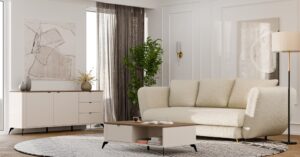 Komoda CORDOBA 2D3S Kaszmir Beż Dąb Castello Szafka 3 Szuflady Cichy Domyk - obrazek 4