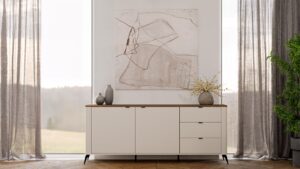 Komoda CORDOBA 2D3S Kaszmir Beż Dąb Castello Szafka 3 Szuflady Cichy Domyk - obrazek 2