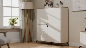 Komoda CORDOBA 4D Kaszmir Beż Dąb Castello Szafka 4 Drzwi 8 Półek Salon - obrazek 2