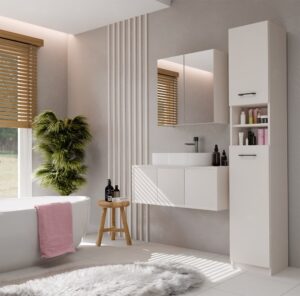 Szafka Łazienkowa Słupek 32 cm MARBELA 1.0 Regał Słupek 2 Drzwi KASZMIR BEŻ - obrazek 4