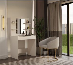 Toaletka Kosmetyczna z Lustrem Do Makijażu MARINA 4P + Biurko 2S KASZMIR - obrazek 5