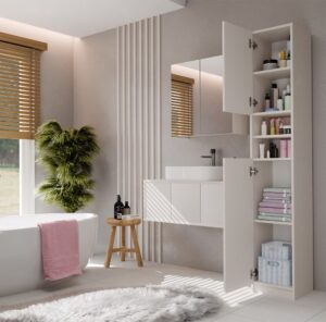 Szafka Łazienkowa Słupek 32 cm MARBELA 1.0 Regał Słupek 2 Drzwi KASZMIR BEŻ - obrazek 5