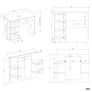 Toaletka MARINA 4P LUSTRO MIJAS LEWE 4 Szuflady 4 Półki BIAŁA Do Sypialni - obrazek 5