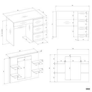 Toaletka MARINA 4P LUSTRO MIJAS PRAWE 4 Szuflady 4 Półki BIAŁA Do Sypialni - obrazek 5