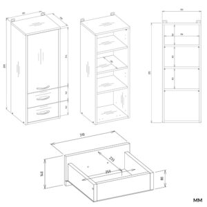 Szafka Łazienkowa Wisząca NINA W1D2S BIAŁY 2 Szuflady 3 Pólki - obrazek 7
