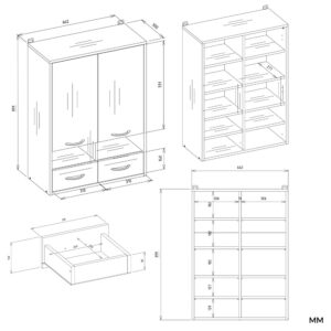 Szafka Łazienkowa Wisząca NINA W2D2P2S BIAŁY Regał 2 Drzwi 8 Półek 2 Szuflady - obrazek 7