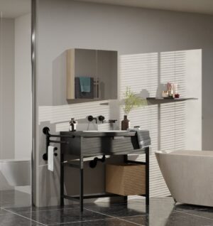 Szafka Łazienkowa Wisząca Z Lustrem Nad Umywalkę POLA 2DL 2 Drzwi DĄB SONOMA - obrazek 2