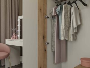 SZAFA AVA 150 CM LUSTRO 2 SZUFLADY RYFLOWANY FRONT DĄB EVOKE KASZMIR BEŻ - obrazek 5