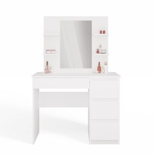 Toaletka MARINA 4P LUSTRO MIJAS PRAWE 4 Szuflady 4 Półki BIAŁA Do Sypialni - obrazek 6