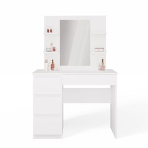 Toaletka MARINA 4P LUSTRO MIJAS LEWE 4 Szuflady 4 Półki BIAŁA Do Sypialni - obrazek 6