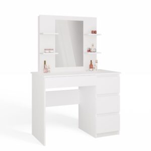 Toaletka MARINA 4P LUSTRO MIJAS PRAWE 4 Szuflady 4 Półki BIAŁA Do Sypialni - obrazek 1