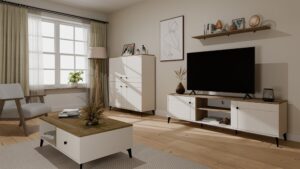 Stolik Kawowy Ława POINT 2S 110 Kaszmir Beż Dąb Castello 2 Szuflady Do Salonu - obrazek 3