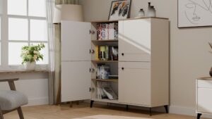 Komoda POINT 4D Kaszmir Beż Dąb Castello Szafka 4 Drzwi 8 Półek Do Salonu - obrazek 2