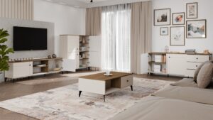 Szafka RTV POINT 2D Kaszmir Beż Dąb Castello Szafka Pod TV 2 Drzwi - obrazek 2