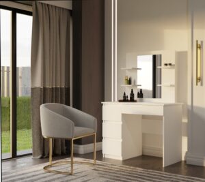 Toaletka MARINA 4P LUSTRO MIJAS LEWE 4 Szuflady 4 Półki BIAŁA Do Sypialni - obrazek 4