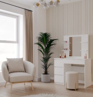 Toaletka MARINA 4P LUSTRO MIJAS LEWE 4 Szuflady 4 Półki BIAŁA Do Sypialni - obrazek 2